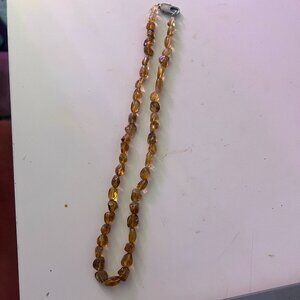 Natural citrine necklace with stainless steel clasp